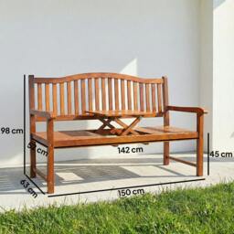 Rackhams Wood Garden Loveseat Bench with Liftable Table, Cover, Light Brown - Poplar Wood, 210D Oxford Fabric - Garden Loveseat - Light Brown - thumbnail 3