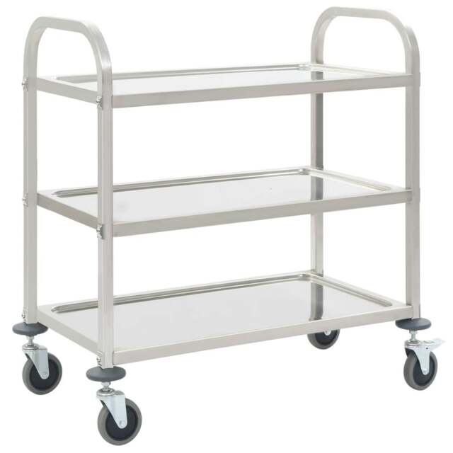 Rackhams 3-Tier Kitchen Trolley 95x45x83.5 cm Stainless Steel