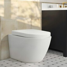 Rackhams 35cm W White Bathroom Wall Mounted Elongated Toilet - thumbnail 2