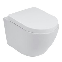 Rackhams 35cm W White Bathroom Wall Mounted Elongated Toilet - thumbnail 3