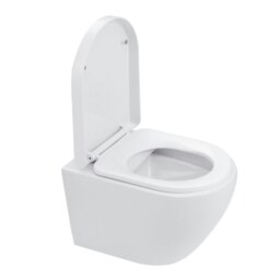 Rackhams 35cm W White Bathroom Wall Mounted Elongated Toilet - thumbnail 4
