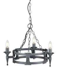 Rackhams 3 Bulb Chandelier Hanging Pendant LIght Black Silver LED E14 60W Bulb