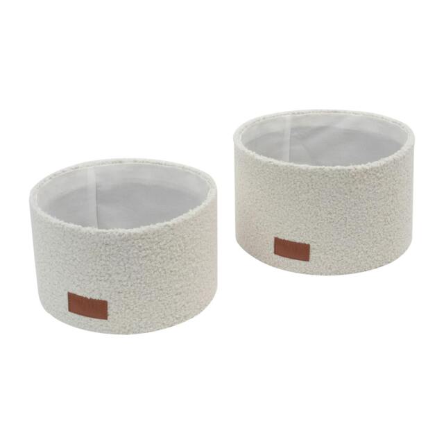 Rackhams Shiro Boucle Round Fabric Storage Baskets for Home Organisation, Set of 2, White - image 1