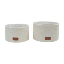 Rackhams Shiro Boucle Round Fabric Storage Baskets for Home Organisation, Set of 2, White - thumbnail 2