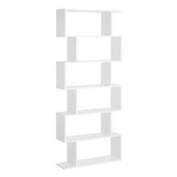 Rackhams Bookcase, 6 Tier Shelf S Shaped Bookshelf, Storage Unit, Display Shelf for Living Room, Bedroom, Home Office, Plant, White - thumbnail 1