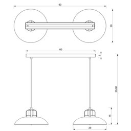 Rackhams Felix Double Pendant Lamp 2XE27 The Hand Made High Quality Fittings 29CM Shades Rugged Industrial Look - thumbnail 2