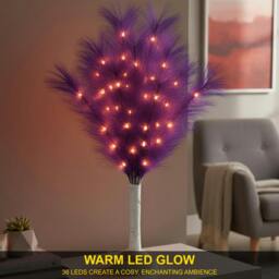 Rackhams 70cm Purple Feather Tree Table Lamp with Warm White LEDs, Decorative Light for Home Styling - 2 Pack - Warm white - Artificial Christmas tree - thumbnail 5