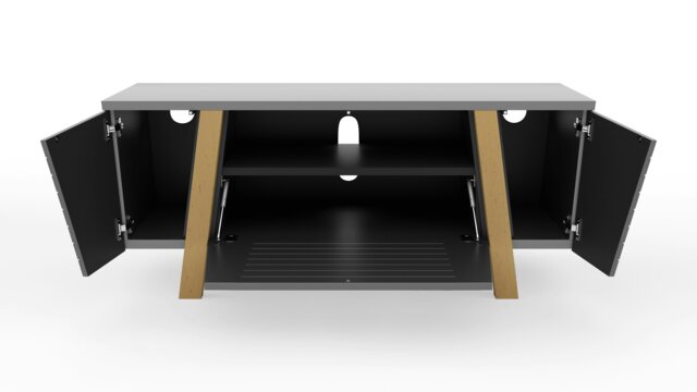 Rackhams Florence TV-Stand with 2 Doors & 1 Flap Grey/Oak - Grey - image 1