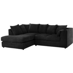 Rackhams Jumbo Cord Left Hand Corner Sofa With FREE footstool - Black - thumbnail 6
