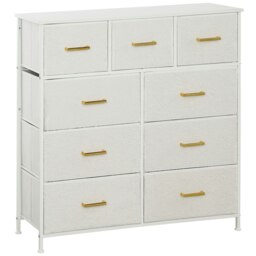 Rackhams Chest of Drawers with 9 Drawers, Boucle Storage Organiser, Cream - Cream White - 9 - Modern - thumbnail 2