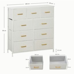 Rackhams Chest of Drawers with 9 Drawers, Boucle Storage Organiser, Cream - Cream White - 9 - Modern - thumbnail 5