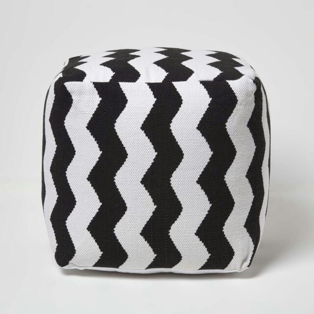 Rackhams Black and White Chevron Style Bean Footstool - 40 x 40 x 40 cm - image 1