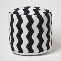 Rackhams Black and White Chevron Style Bean Footstool - 40 x 40 x 40 cm - thumbnail 6