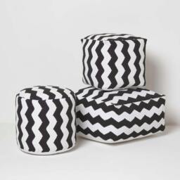 Rackhams Black and White Chevron Style Bean Footstool - 40 x 40 x 40 cm - thumbnail 5