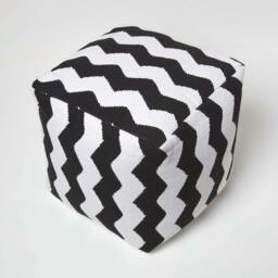 Rackhams Black and White Chevron Style Bean Footstool - 40 x 40 x 40 cm - thumbnail 3