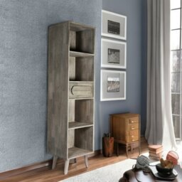 Rackhams Payan Wooden Slim Tall Bookcase - Wood - 1 - 50CM X 40CM X 195CM  (LXDXH)