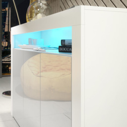 Rackhams 155cm Sideboard TV Stand Cupboard Cabinet – White High Gloss Doors with Free LED - 155cm  - White Matt Body & White Gloss Doors -  MDF/Chipboard - thumbnail 5