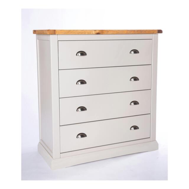 Rackhams Loreo 4 Drawer Chest of Drawers Chrome Cup Handle - Light Grey - image 1