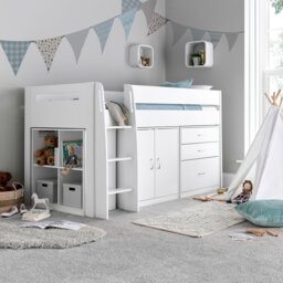 Rackhams Lacy White Storage Mid Sleeper - Single Bed And Memory Mattress - thumbnail 2