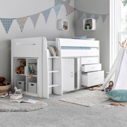Rackhams Lacy White Storage Mid Sleeper - Single Bed And Memory Mattress