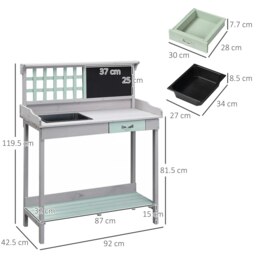 Rackhams Outdoor Potting Table Bench Workstation with Wood Planting Shelves - thumbnail 3