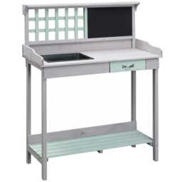 Rackhams Outdoor Potting Table Bench Workstation with Wood Planting Shelves - thumbnail 2