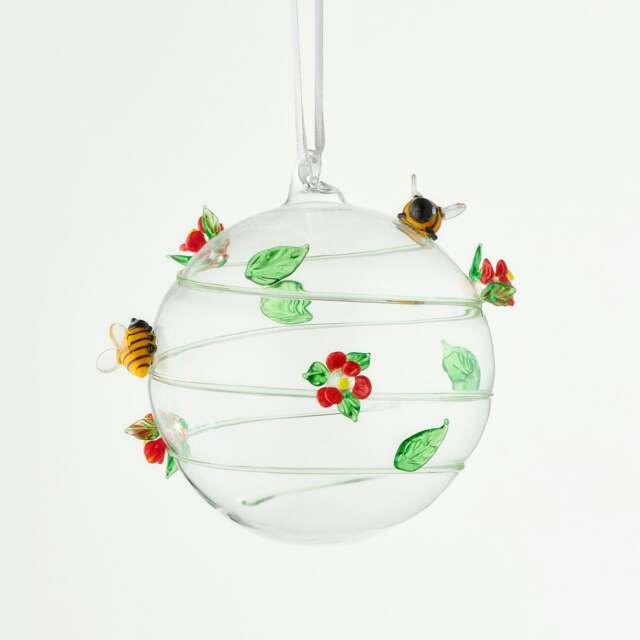 Rackhams 10cm Glass Globe – Wildlife Collection – Bumblebee (Handcrafted Glass Ornament) - image 1