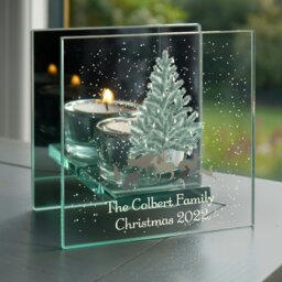 Rackhams Personalised A Winter's Night Mirrored Glass Tea Light Candle Holder - thumbnail 4