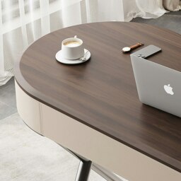 Rackhams Chika Modern Office Desk For Home, Curved Office Desk, Wood - 160 x 65cm - NO Office Chair - thumbnail 5