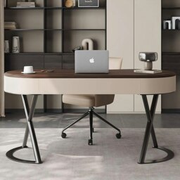 Rackhams Chika Modern Office Desk For Home, Curved Office Desk, Wood - 160 x 65cm - NO Office Chair - thumbnail 6