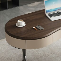 Rackhams Chika Modern Office Desk For Home, Curved Office Desk, Wood - 160 x 65cm - NO Office Chair - thumbnail 4