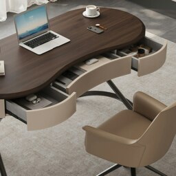 Rackhams Chika Modern Office Desk For Home, Curved Office Desk, Wood - 160 x 65cm - NO Office Chair - thumbnail 3