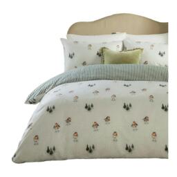 Rackhams Robins Return Reversible Brushed Cotton Duvet Cover Set - Cream/Pine - King - Cream/Pine - 100% Cotton - thumbnail 3