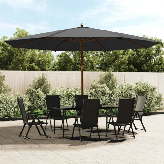 Rackhams Garden Parasol with Wooden Pole Anthracite 400x273 cm