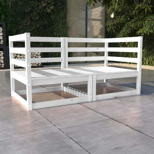 Rackhams Garden 2-Seater Sofa White Solid Pinewood