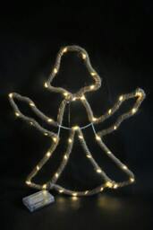 Rackhams 5cm Angel LED Hemp Rope Silhouette Light, Battery Operated Hanging Decoration for Home or Garden - 5CM - Silhouette