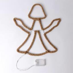 Rackhams 5cm Angel LED Hemp Rope Silhouette Light, Battery Operated Hanging Decoration for Home or Garden - 5CM - Silhouette - thumbnail 2