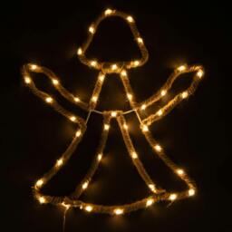 Rackhams 5cm Angel LED Hemp Rope Silhouette Light, Battery Operated Hanging Decoration for Home or Garden - 5CM - Silhouette - thumbnail 3