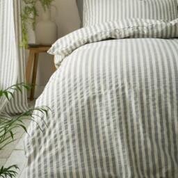 Rackhams Cotton Rich Woven Stripe Grey Duvet Cover Set - Double - thumbnail 6