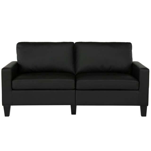 Rackhams Rylie 2-Seater Sofa in Faux Leather Black - Black - image 1