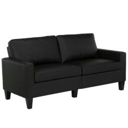 Rackhams Rylie 2-Seater Sofa in Faux Leather Black - Black - thumbnail 2