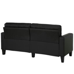 Rackhams Rylie 2-Seater Sofa in Faux Leather Black - Black - thumbnail 3