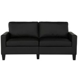 Rackhams Rylie 2-Seater Sofa in Faux Leather Black - Black - thumbnail 1
