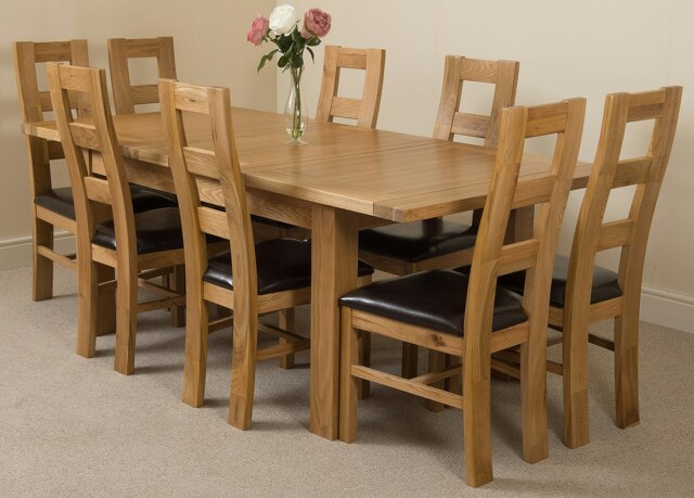Rackhams Seattle Oak Extending Dining Table with Yale Oak Chairs - Natural Oak - 8 chairs - image 1