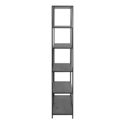 Rackhams Seaford Black Metal Large Asymmetrical Bookcase with 5 Black Shelves - 1 - Black - Wood - thumbnail 3