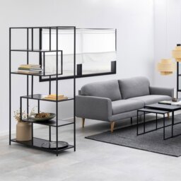 Rackhams Seaford Black Metal Large Asymmetrical Bookcase with 5 Black Shelves - 1 - Black - Wood - thumbnail 6