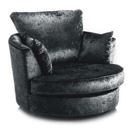 Rackhams Chelsea / Crystal Crushed Velvet Swivel Chair - Black - thumbnail 5