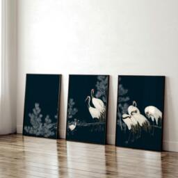 Rackhams Living Room Gallery Wall - Set of 3 Asian Inspired Wall art Prints - 20 x 30 in / 50 x 76 cm - Matte Museum Quality Art Paper 290 gsm - Oak Frame - thumbnail 3