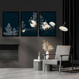 Rackhams Living Room Gallery Wall - Set of 3 Asian Inspired Wall art Prints - 20 x 30 in / 50 x 76 cm - Matte Museum Quality Art Paper 290 gsm - Oak Frame - thumbnail 5