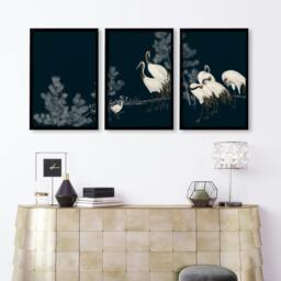 Rackhams Living Room Gallery Wall - Set of 3 Asian Inspired Wall art Prints - 20 x 30 in / 50 x 76 cm - Matte Museum Quality Art Paper 290 gsm - Oak Frame - thumbnail 4